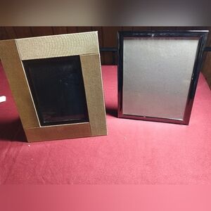 Pair Of Picture Frames Silver 8 X 10 Tan Fabric 5 X Umbra As Is